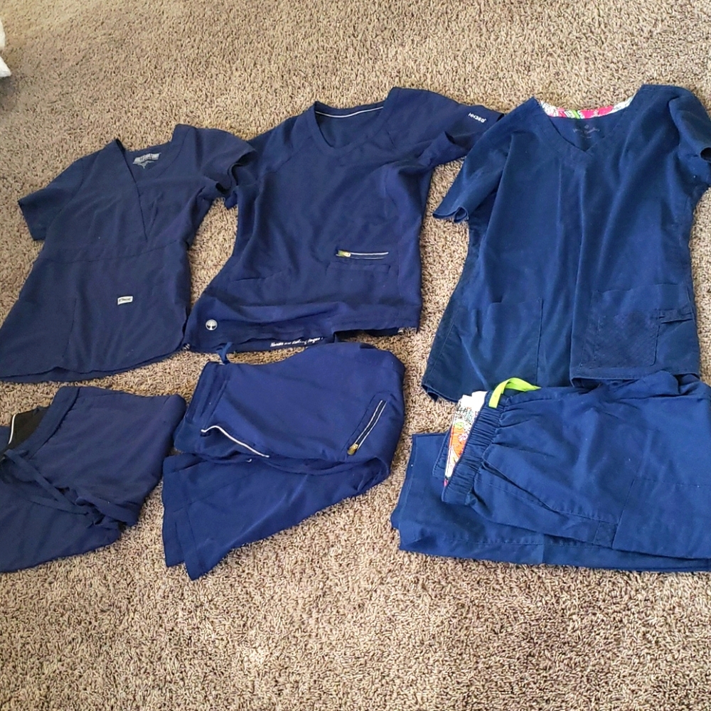 3 sets of Size S Navy Scrubs